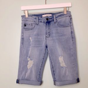 NWT KanCan Distressed Denim Bermuda Shorts Size 3